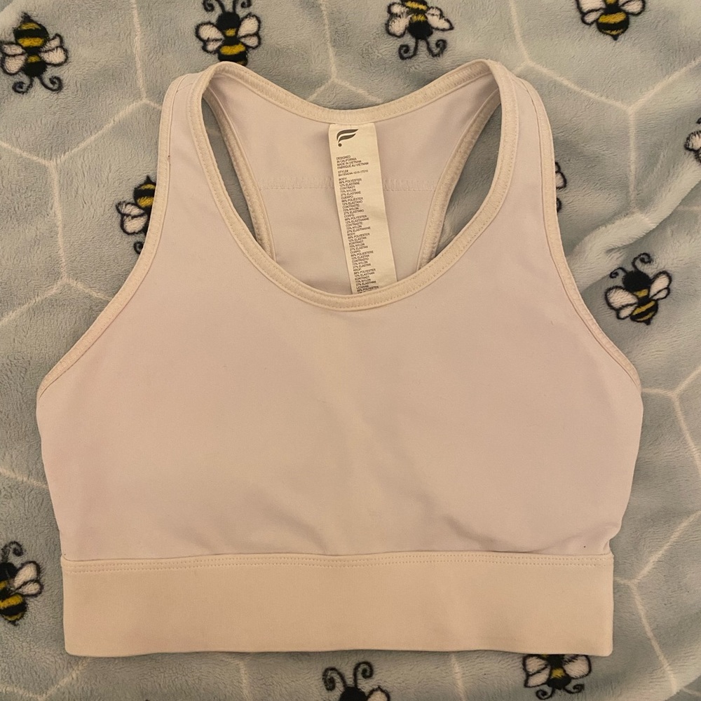 white xxs fabletics sports bra